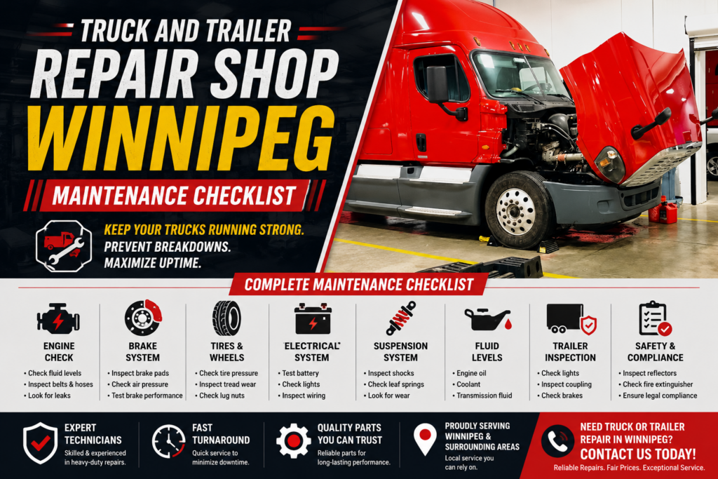 Truck and Trailer Repair Shop Winnipeg maintenance checklist for heavy-duty trucks and trailers by Akal Truck & Trailer Centre Inc.