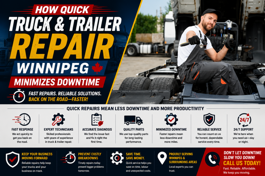 Roadside Truck Repair Winnipeg technician repairing a heavy-duty truck on a Winnipeg highway