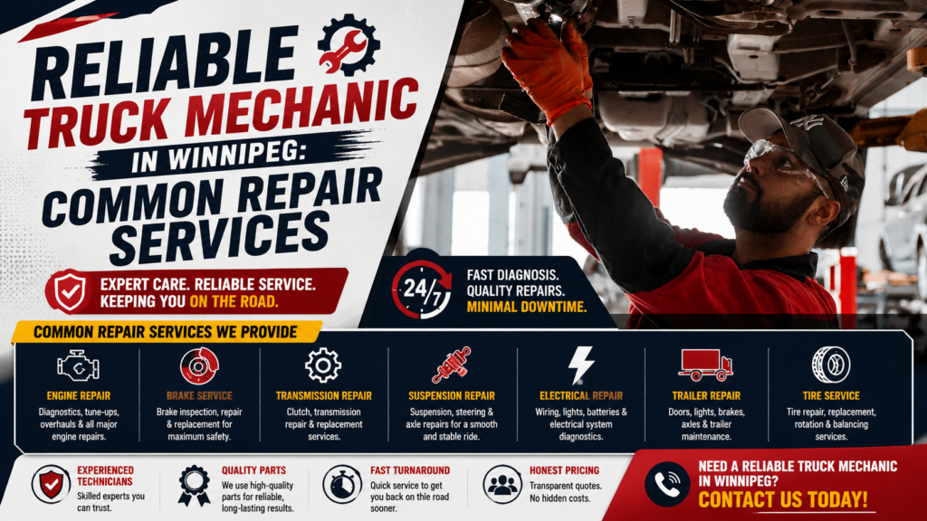 Professional truck mechanic Winnipeg repairing a heavy-duty truck