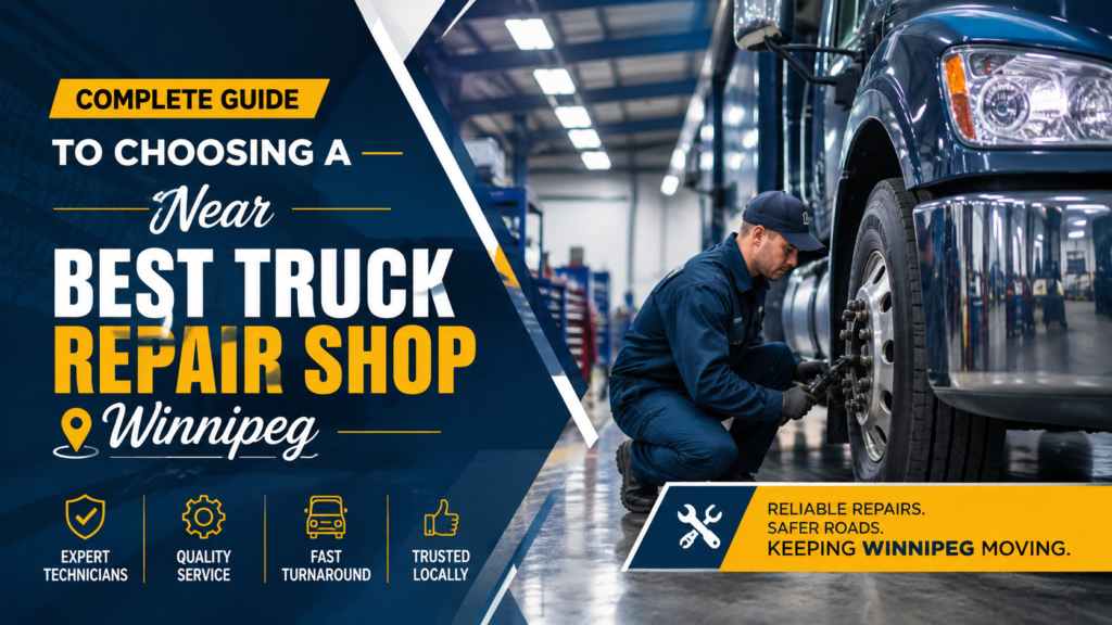 Heavy duty truck mechanic Winnipeg inspecting a commercial truck