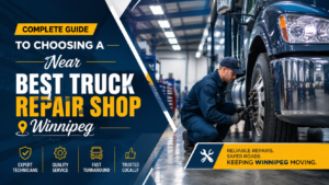 Heavy duty truck mechanic Winnipeg inspecting a commercial truck