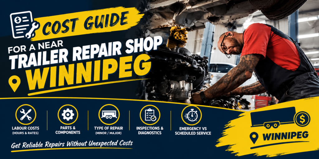 Trailer repair price guide Winnipeg showing professional trailer inspection and repair services